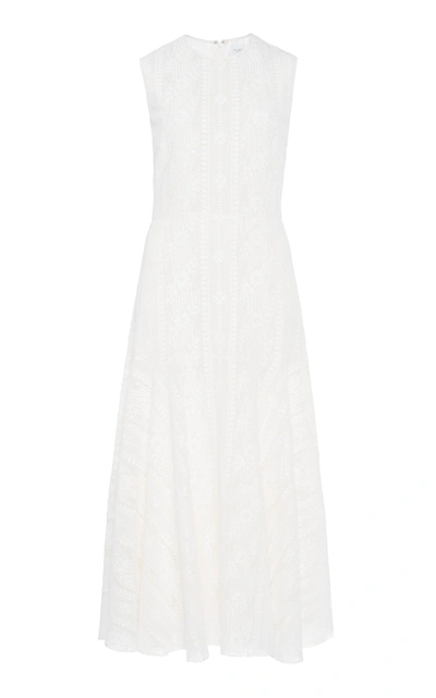 Giambattista Valli Tiered A-line Cotton Blend Midi Dress In White
