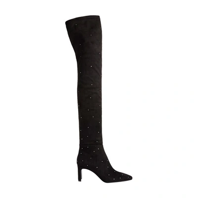 Claudie Pierlot Over-the-knee Boots Rhinestones In Noir