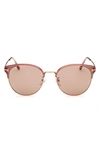 Tom Ford 62mm Round Cat Eye Sunglasses In Shiny Pink / Brown