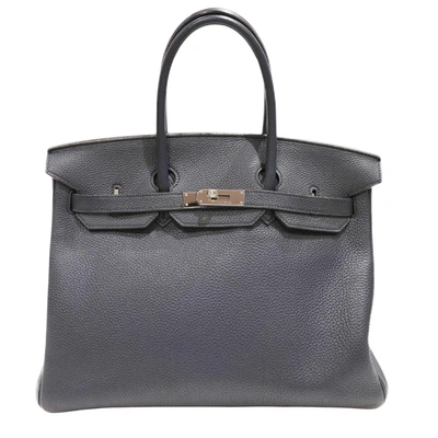 Hermes Hermès Birkin 35 Blue Leather Handbag ()