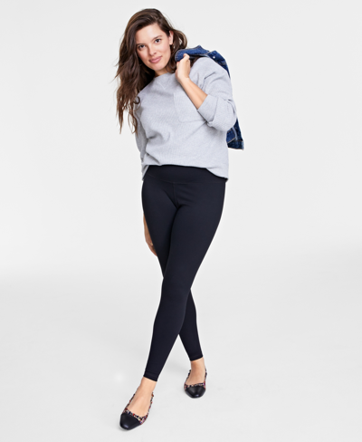 On 34th Plus Size Mid-rise Ankle-length Leggings, Created For Macy's In Deep Black