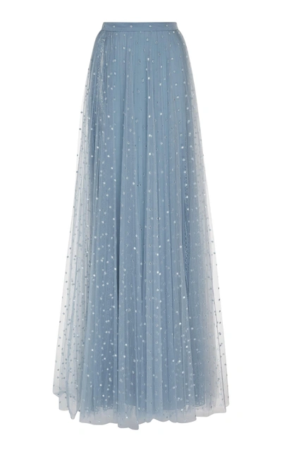 Elie Saab Embroidered Tulle Skirt In Blue