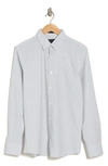 14th & Union Trim Fit Minifoulard Long Sleeve Button-up Shirt In White- Navy Mini Foulard