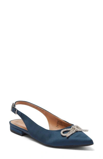 Nordstrom Rack Blair Bow Slingback Flat In Teal Abyss