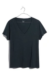 Madewell Whisper Cotton V-neck T-shirt In Dark Palm