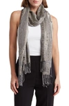 Vince Camuto Paisley Lurex Knit Scarf In Black Grey