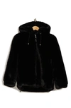 Rebecca Minkoff Oversize Faux Fur Hooded Jacket In Black