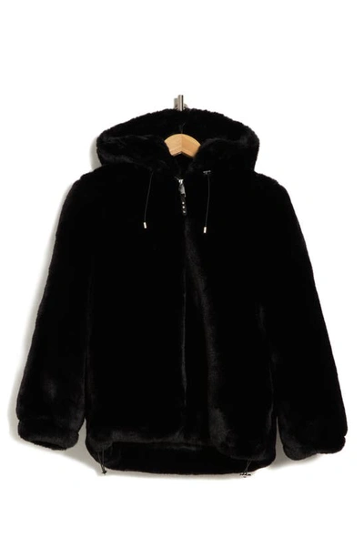 Rebecca Minkoff Oversize Faux Fur Hooded Jacket In Black