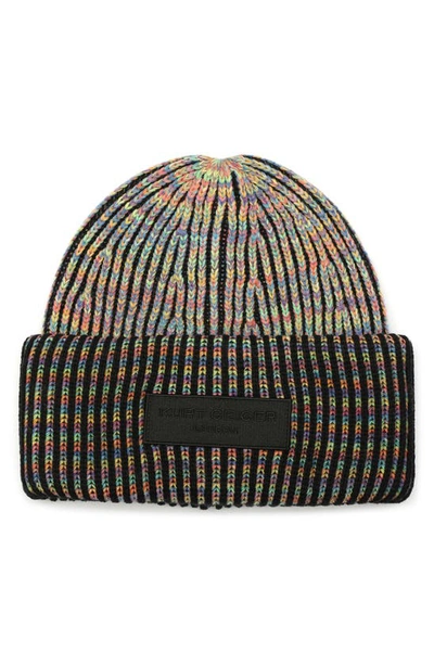 Kurt Geiger Marled Rib Beanie In Black Marl