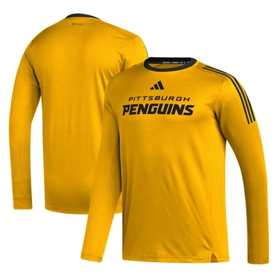 Adidas Originals Men's Adidas Gold Pittsburgh Penguins Aeroready Long Sleeve T-shirt