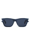 Dior Blacksuit Xl S2u Rectangular Sunglasses, 52mm In Blue/blue Solid