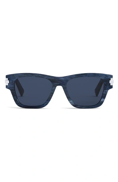 Dior Blacksuit Xl S2u Rectangular Sunglasses, 52mm In Blue/blue Solid