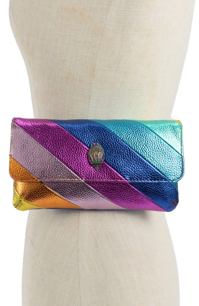 Kurt Geiger Rainbow Metallic Leather Belt Bag In Rainbow Multi