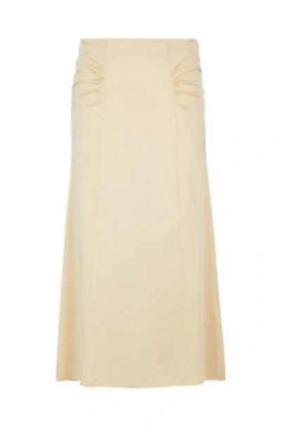 Hugo Boss High-waisted A-line Skirt With Gathered Details In Light Beige
