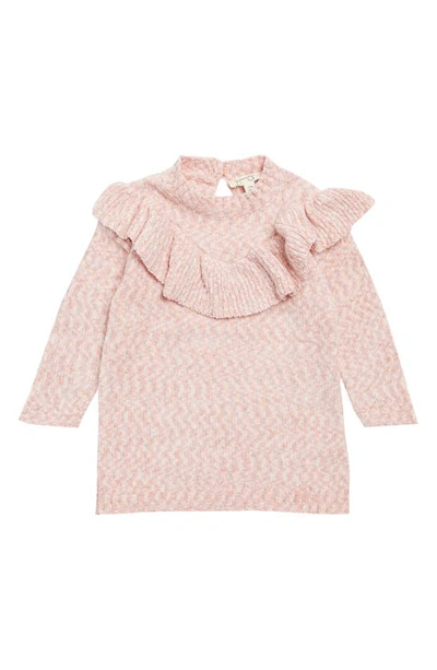 Jessica Simpson Babies' Ruffle Long Sleeve Sweater Dress In Pink