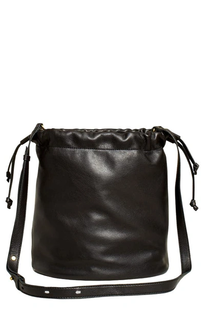 Madewell Piazza Leather Bucket Bag In True Black