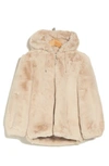 Rebecca Minkoff Oversize Faux Fur Hooded Jacket In Stone