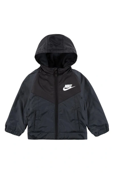 Nike Fleece Lined Windbreaker Jacket In Anthracite