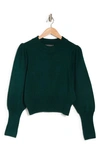 French Connection Babysoft Balloon Sleeve Crop Sweater In Byron Green