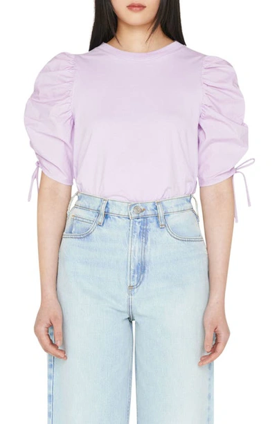 Frame Ruched Sleeve T-shirt In Lilac