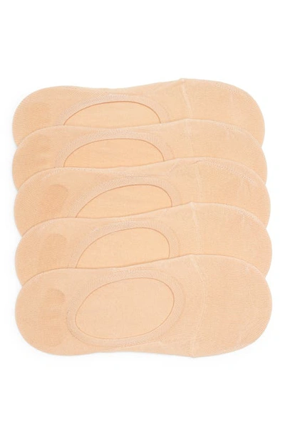 Nordstrom 5-pack No Show Socks In Tan Croissant
