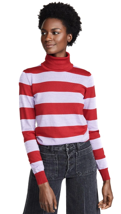 Stella Jean Striped Turtleneck In Red/purple