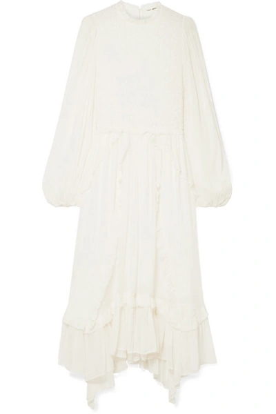 Ulla Johnson Arielle Ruffled And Crinkled Silk-crepon Dress In White