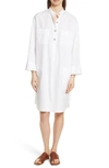 Vince Utility Cotton Long-sleeve Shirt Dress In Optic White