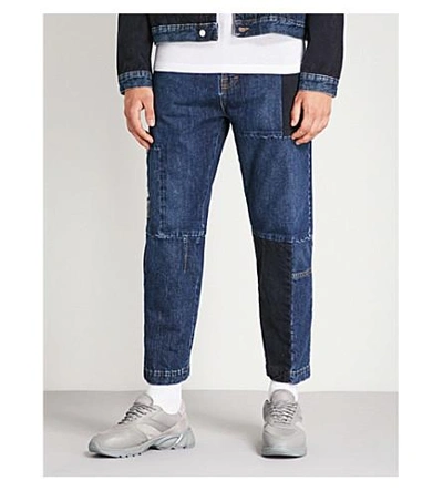 Mcq By Alexander Mcqueen Patchwork Regular-fit Cropped Jeans In American Blue