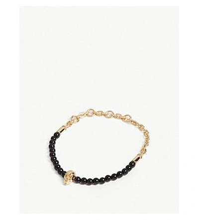 Northskull Skull Bead And Chain Bracelet In Gold Black