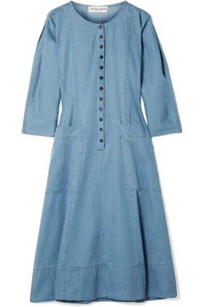 Apiece Apart Fernwood Cotton-chambray Midi Dress In Blue