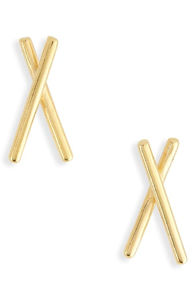 Madewell Delicate Collection Demi-fine X-stud Earrings In 14k Gold