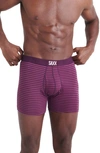 Saxx Ultra Super Soft Relaxed Fit Boxer Briefs In Micro Stripe- Plum