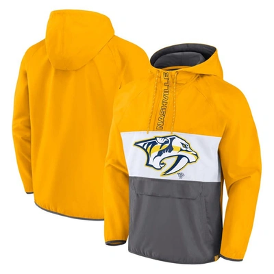 Fanatics Branded Gold Nashville Predators Flagrant Foul Anorak Raglan Half-zip Hoodie Jacket