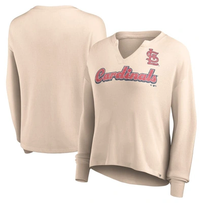 Fanatics Branded Cream St. Louis Cardinals Go For It Waffle Knit Long Sleeve Notch Neck T-shirt