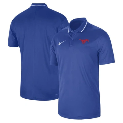 Nike Royal Smu Mustangs 2023 Sideline Coaches Performance Polo