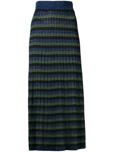 Sonia Rykiel Striped Long Skirt In Blue