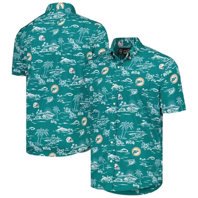 Reyn Spooner Aqua Miami Dolphins Throwback Kekai Print Button-up Shirt