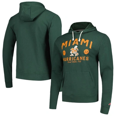 League Collegiate Wear Green Miami Hurricanes Bendy Arch Essential Pullover Hoodie
