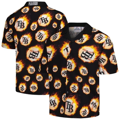 Pleasures Black Tampa Bay Rays Flame Fireball Button-up Shirt