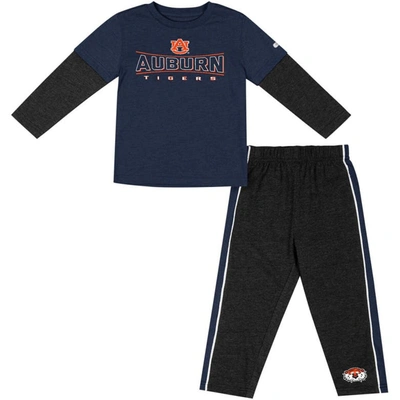 Colosseum Kids' Toddler  Navy/black Auburn Tigers Long Sleeve T-shirt & Pants Set