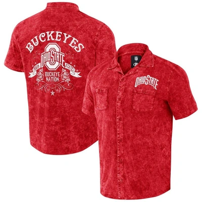 Darius Rucker Collection By Fanatics Scarlet Ohio State Buckeyes Team Colour Button-up Shirt