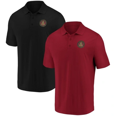 Fanatics Men's  Black, Red Atlanta United Fc Primary Logo Two-pack Polo Shirt Set In Black,red