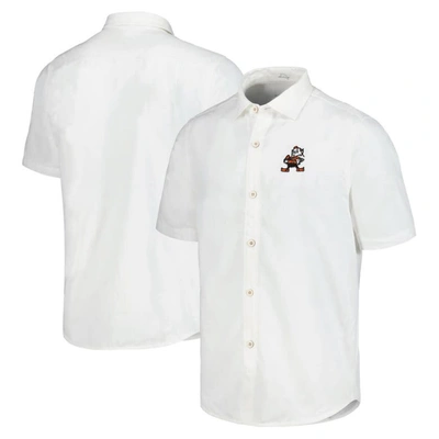 Tommy Bahama White Cleveland Browns Sport Coconut Point Palm Vista Islandzone Button-up Camp Shirt
