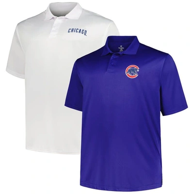 Profile Men's Fanatics Royal, White Chicago Cubs Big And Tall Two-pack Solid Polo Shirt Set In Royal,white