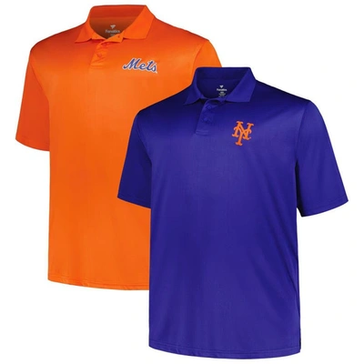 Profile Royal/orange New York Mets Big & Tall Two-pack Solid Polo Set