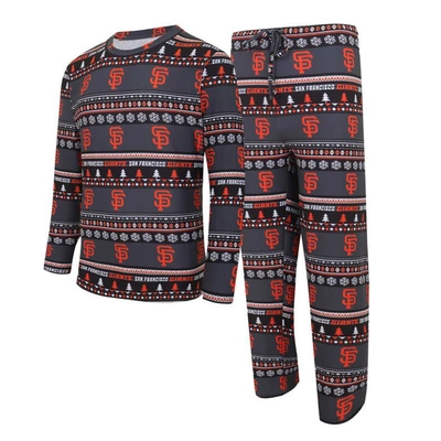 Concepts Sport Men's  Black San Francisco Giants Knit Ugly Sweater Long Sleeve Top And Pants Set
