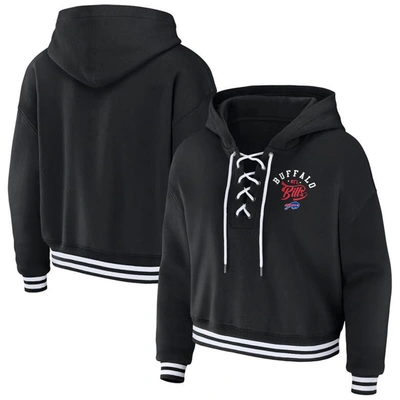 Wear By Erin Andrews Black Buffalo Bills Lace-up Pullover Hoodie