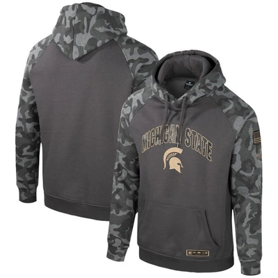 Colosseum Charcoal Michigan State Spartans Oht Military Appreciation Camo Raglan Pullover Hoodie