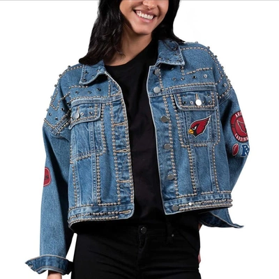 G-iii 4her By Carl Banks Arizona Cardinals First Finish Medium Denim Full-button Jacket In Blue